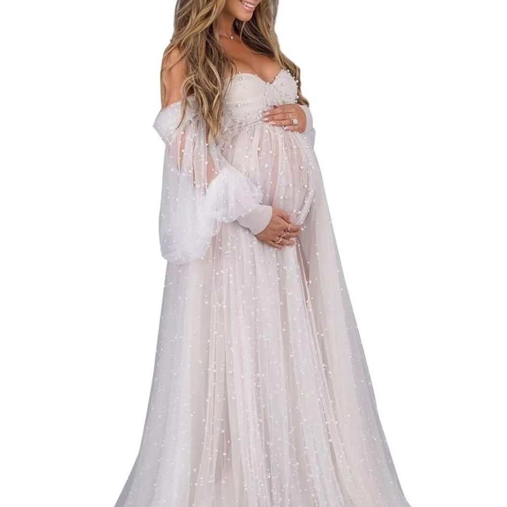 Elegant White Maternity Gown